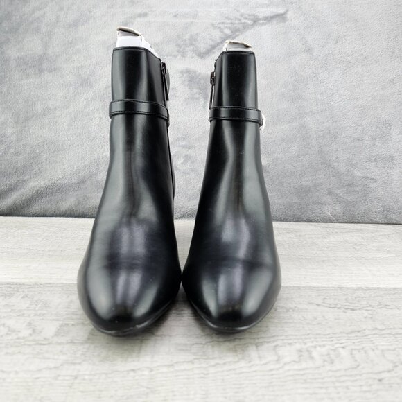 AK Anne Klein Women Size 8 Kalana Black  Over Ankle Iflex Side Zip Faux Leather - Picture 2 of 15